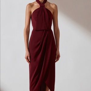 NWT! Shona Joy Core Knot Draped Dress - Burgundy